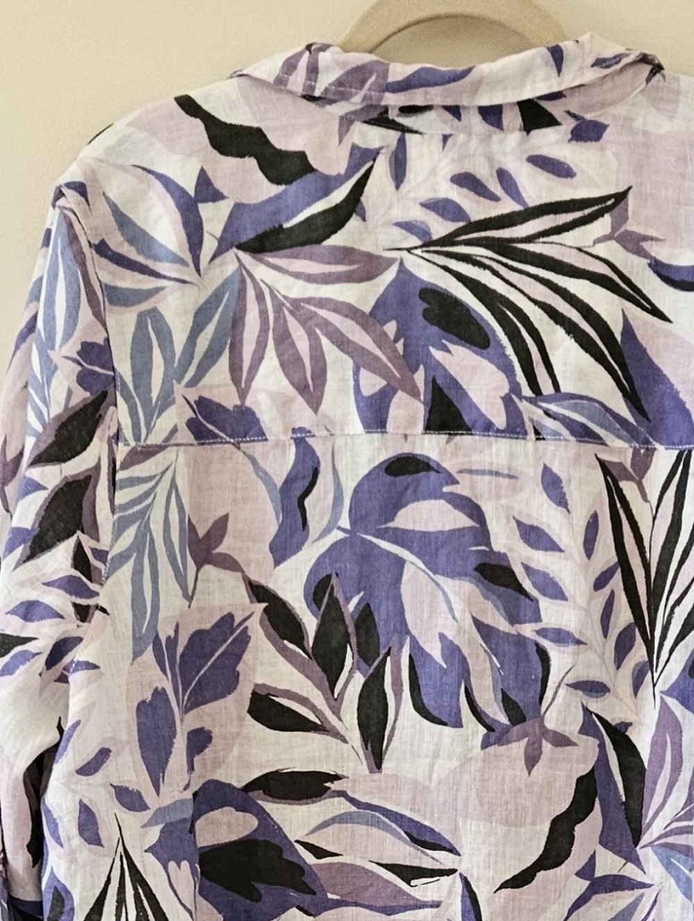NWT C&C California 100% LINEN Purple on White Leaf Print Tunic Top Plus Size 2X - Picture 7 of 10